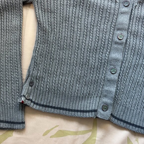 Thom Browne Grey Knitted Cropped Cardigan - Picture 3 of 9